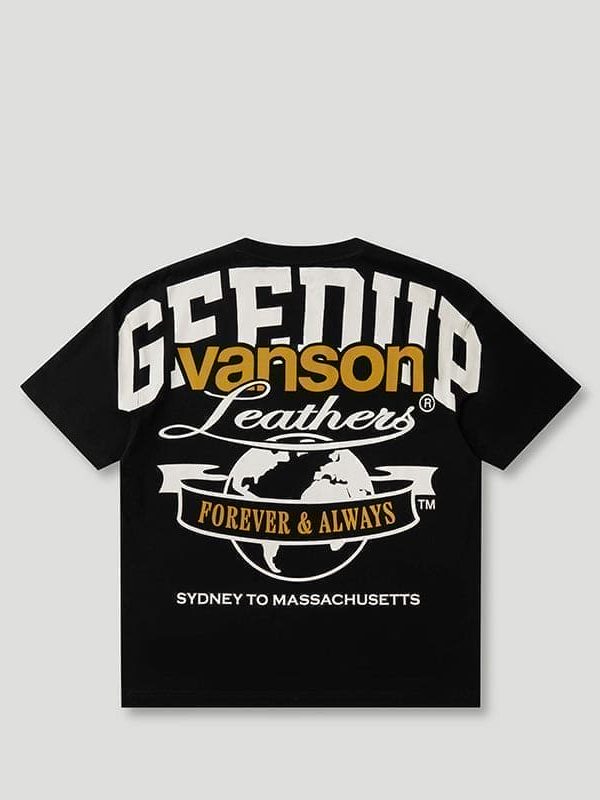 Geedup x Vanson Black Graphic T-Shirt