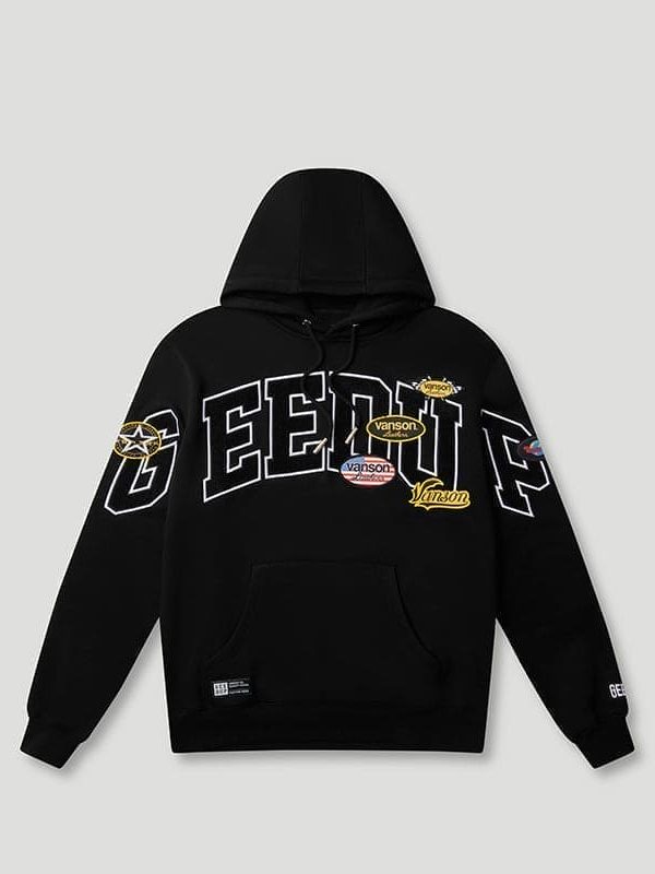 Vanson x Team Logo Black Pullover Hoodie